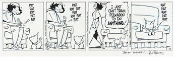 PAT BRADY (1947 - ) "Rose is Rose," group of 2 comic strips featuring Rose and Peekaboo the Cat.